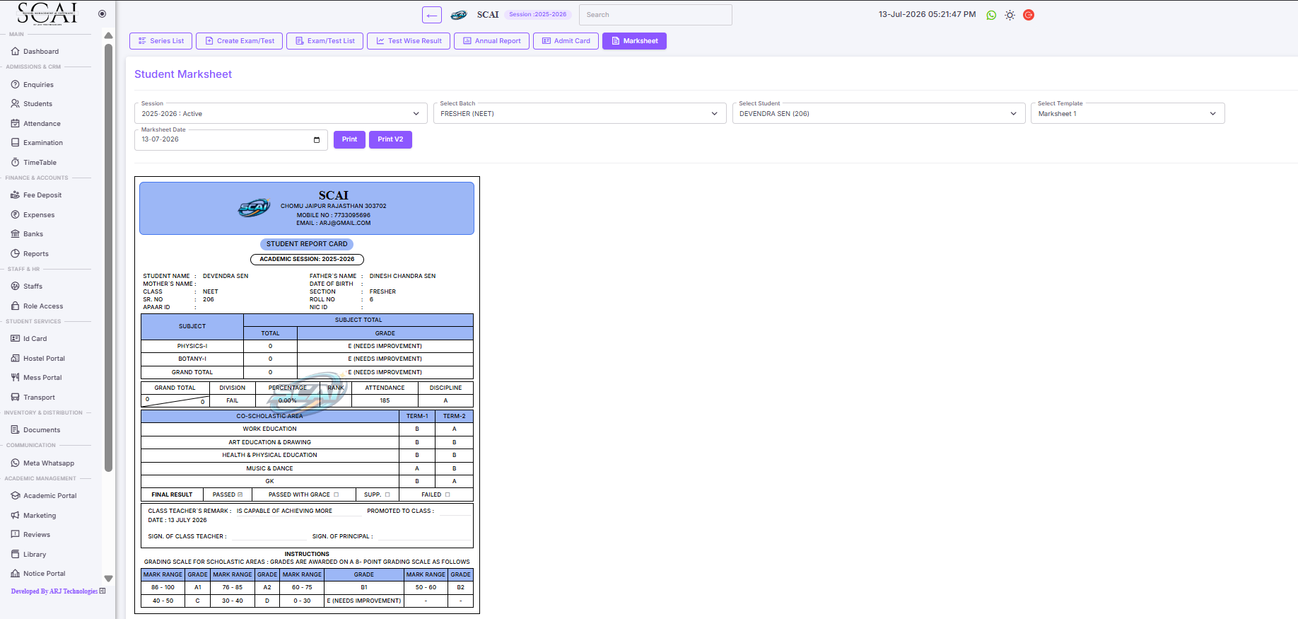 Marksheets